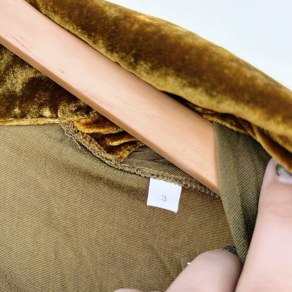 Sandro Paris Eline Velvet Mustard Gold Long Sleeve Dress Mini Short Large 12 - Picture 13 of 16